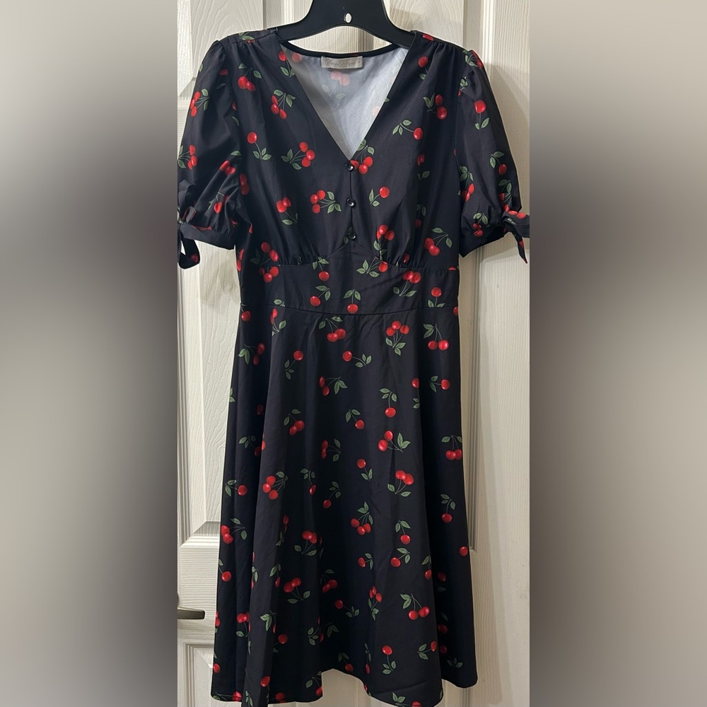 Vintage Belle Poque vintage cherry print dress size M